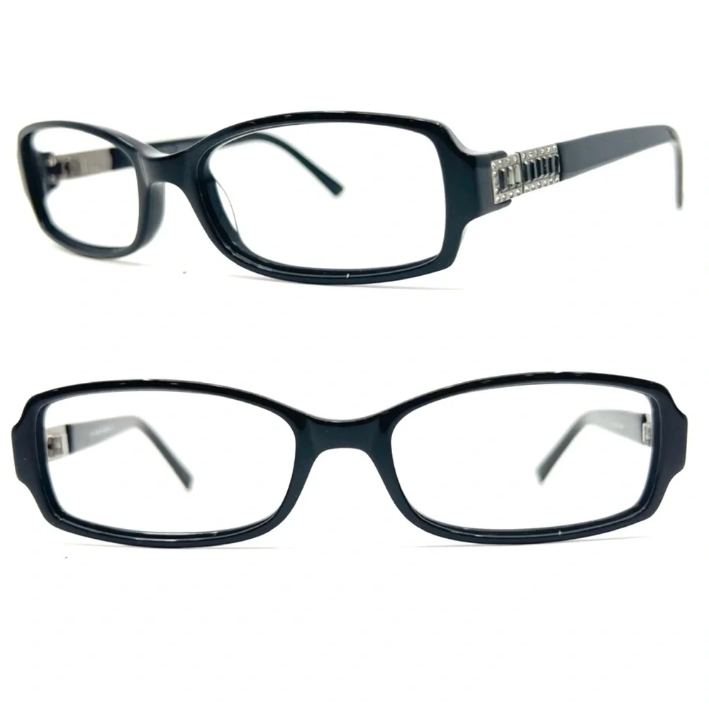 VALENTINO Italy 130 5456 Rectangular Lens Crystal Black Frames Eyeglasses